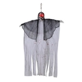 Scheletro di fantasma di Halloween con occhi rossi luminosi e veste macchiata di sangue - Pl-13 Fantasma A Forma Di Teschio Con La Faccia Insanguinata Attivabile Tramite Comando Vocale E Illuminato Alto 16 Metri.