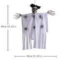 Halloween Skelett Geist zum Aufhängen mit schwarzen Haaren und weißem Stoff, 60cm Deko - Krauses Haar Kleiner Hängegeist (LF-19)