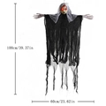 Hängende 100cm Halloween Geisterdeko mit leuchtenden roten Augen und schwarzem Gewand - Leuchtender Blutband Blumen Geist Weiblich (LF-15)