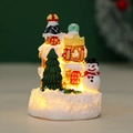 LED lighted Christmas snow house miniature with snowman and tree for holiday decor - Snowman Castle (YL2622B)