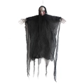Halloween hanging ghost decoration with bloody face and black tattered gauze cloak - Bleeding Doll Black Head Flower Style