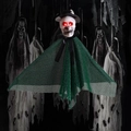 Κρεμαστό φάντασμα Halloween με κόκκινα μάτια, πράσινη κάπα και μαύρο καπέλο διακόσμηση - Πράσινο