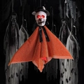 Κρεμαστός σκελετός Halloween με πορτοκαλί κάπα με πούλιες και φωτεινά κόκκινα μάτια - Πορτοκαλί