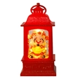 Close-up of vintage red lantern with Caishen figure and warm LED light for New Year decor - Caishen Lantern Medium (6024751616060) / 15CM
