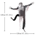 Gruselige 120cm Halloween Klettergeist Deko mit grauem blutigem Stoff und langen Haaren - Kletternder Geist Mit Blutiger Kleidung Und Weißem Haar