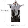 Halloween 130cm dreiköpfiger Hängegeist mit roten Leuchtaugen und Netzstoff-Dekoration - Dreiköpfiger Geist Schwarz