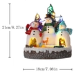 Adorno navideño luminoso con muñecos de nieve y árbol LED, 21 cm alto - Estilo Casa de Esquí de Tres Muñecos de Nieve (YL2607)