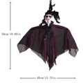 Hanging Halloween ghost decor in purple and black with feathers, 50cm tall - Black