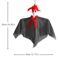 Halloween hanging ghost decor with red feathers and black mesh fabric 50x40cm - Gray