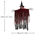 Hanging Halloween glowing skull ghost prop with red mesh fabric, 120cm height - Glowing Witch Hat (JY012) / Red