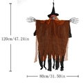 Hanging Halloween glowing skeleton ghost with orange robe and black hat, 120cm height - Glowing Witch Hat (JY012) / Orange