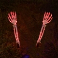 Piquets de bras de squelette d'Halloween avec guirlandes LED rouges pour décoration - Style de lumière orange lumineuse