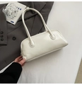 Élégant sac à main Boston blanc minimaliste avec texture rétro haut de gamme femme - Blanc Sans Pendentif