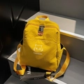 Sac à dos jaune en nylon imperméable avec imprimé chat et bretelles réglables - Jaune