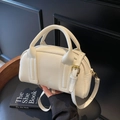 Off-white Boston handbag in textured faux leather with gold-tone metal hardware - Off-white