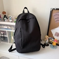 Minimalistischer schwarzer Rucksack mit 3D-Blattmuster und großem Fassungsvermögen - Schwarz