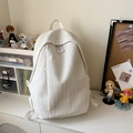 Weißer Rucksack mit gewebter Textur und Doppelreißverschluss für Schule und Freizeit - Weiß