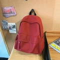 Zaino in nylon rosso con grande tasca frontale per la scuola e il pendolarismo quotidiano - Rosso