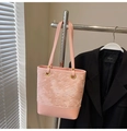 Pink underarm bucket bag with star embossed pattern and long shoulder straps - No Pendant / Pink