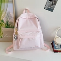 Sac à dos rose minimaliste pour femmes avec broderie Hoog et pendentif ours - Avec Pendentif / Rose