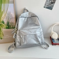 Silver jacquard nylon backpack with robotic charm and premium Hoog branding label - With Charm / Silver
