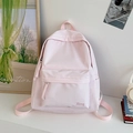 Light pink minimalist school backpack for women featuring waterproof fabric and Heog logo - No Pendant / Pink