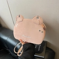 Pink bear-shaped crossbody bag with Princess text and heart stitching detail - Pink