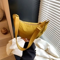 Casual bright yellow nylon crescent crossbody bag with adjustable wide shoulder strap - Yellow