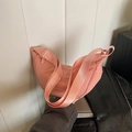 Pink nylon crescent crossbody bag with adjustable wide strap in a minimalist style - Pink