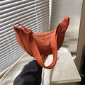 Versatile bright orange nylon crescent crossbody bag with adjustable wide strap for women - Orange