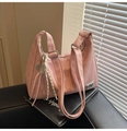 Pink retro large tote bag with tennis racket pendant detail and woven cord decoration - With Pendant / Pink