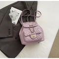 Chic lavender quilted mini backpack featuring a gold chain and turn-lock closure - Small / Purple