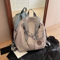 Large capacity beige travel backpack in waterproof nylon with multi-pocket design - Gray