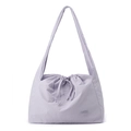 Détail du sac cabas en nylon imperméable violet clair avec fermeture à cordon doux - Lavande