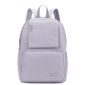 Détail du sac à dos en nylon lavande avec deux poches avant zippées et poches latérales - Lavande