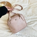 Pink minimalist rectangular shoulder bag with top handles and adjustable strap - Khaki (Without Charm)
