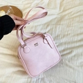 Chic light pink square underarm bag in premium PU leather with silver metal logo - Pink (No Charm)