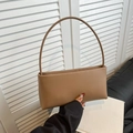Bolso de mano rectangular marrón minimalista con asa delgada curva de estilo moderno - Caqui
