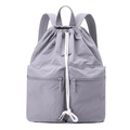 Zaino in nylon grigio con chiusura a coulisse e doppie tasche esterne con zip - Lavanda