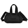 Detail of Colorful Fox black nylon crossbody bag with logo and pleated fabric texture - Ink Black