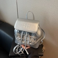 Mini metallic zilveren rugzak voor dames met parels en koorddetails - Zilver