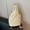 Trendy cream white fashion sling bag for women, lightweight casual crossbody chest bag - Pure White
