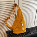 Stylish yellow lightweight sports chest bag for women with a triangular design - Yellow Brown