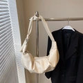 Chic cream-white crescent shoulder bag with knotted strap and soft PU leather finish - Off-white Without Pendant