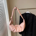 Pink crescent shoulder bag with soft pleated leather and stylish knotted strap detail - Pink Without Pendant
