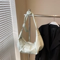 Chic mint green hobo shoulder bag with knot strap detail and trendy crescent shape - Green Without Pendant
