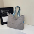Grand sac cabas gris minimaliste avec anses élégantes en jacquard bleu et jaune - Gris