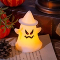 Glowing Halloween ghost night light with wizard hat for festive tabletop decoration - Fierce Mischievous Expression (Style B)