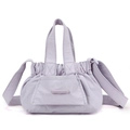Lavendelfarbene Mini-Beuteltasche mit Raffung, Tunnelzug und Umhängeriemen - Lavendel
