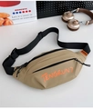 Macro detail of khaki waterproof nylon crossbody bag with dual zippered pockets and strap - Khaki